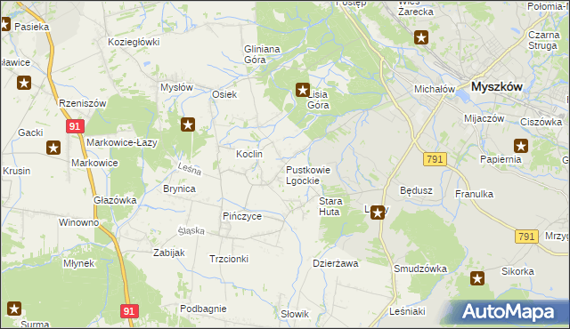 mapa Pustkowie Lgockie, Pustkowie Lgockie na mapie Targeo