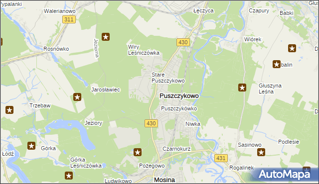 mapa Puszczykowo powiat poznański, Puszczykowo powiat poznański na mapie Targeo