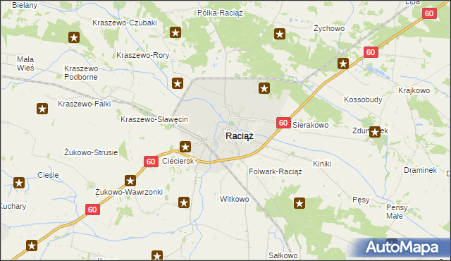 mapa Raciąż powiat płoński, Raciąż powiat płoński na mapie Targeo