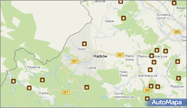mapa Radków powiat kłodzki, Radków powiat kłodzki na mapie Targeo
