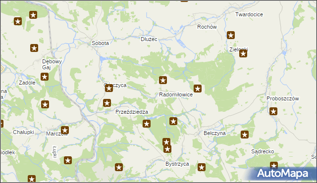 mapa Radomiłowice, Radomiłowice na mapie Targeo