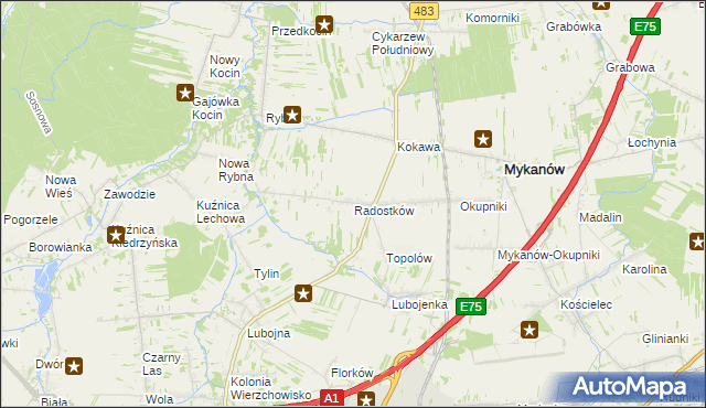 mapa Radostków, Radostków na mapie Targeo