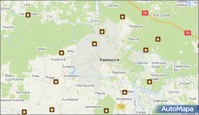 mapa Radoszyce powiat konecki, Radoszyce powiat konecki na mapie Targeo