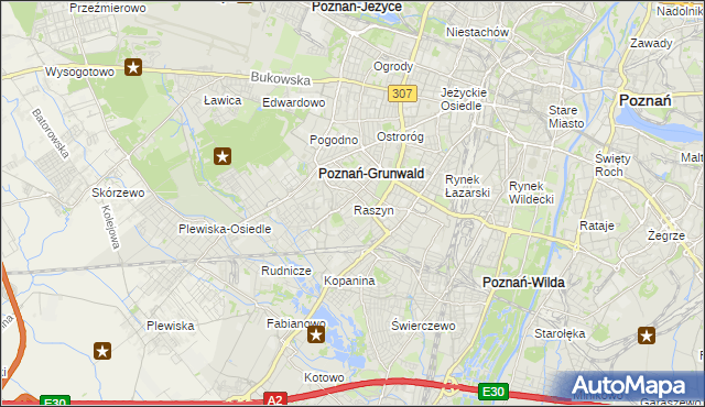 mapa Raszyn gmina Poznań, Raszyn gmina Poznań na mapie Targeo