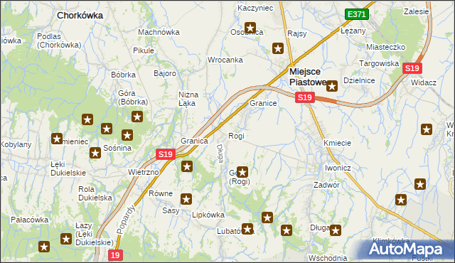 mapa Rogi gmina Miejsce Piastowe, Rogi gmina Miejsce Piastowe na mapie Targeo