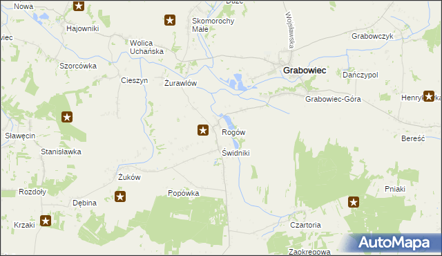mapa Rogów gmina Grabowiec, Rogów gmina Grabowiec na mapie Targeo