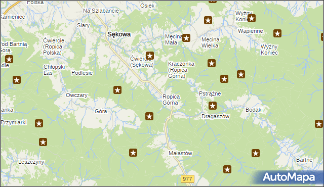 mapa Ropica Górna, Ropica Górna na mapie Targeo