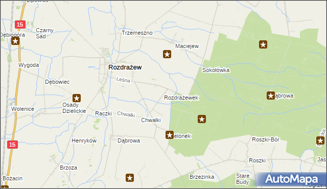 mapa Rozdrażewek gmina Rozdrażew, Rozdrażewek gmina Rozdrażew na mapie Targeo