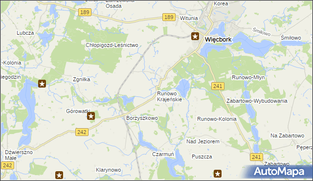 mapa Runowo Krajeńskie, Runowo Krajeńskie na mapie Targeo