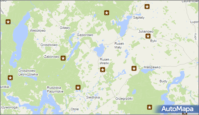 mapa Rusek Wielki, Rusek Wielki na mapie Targeo