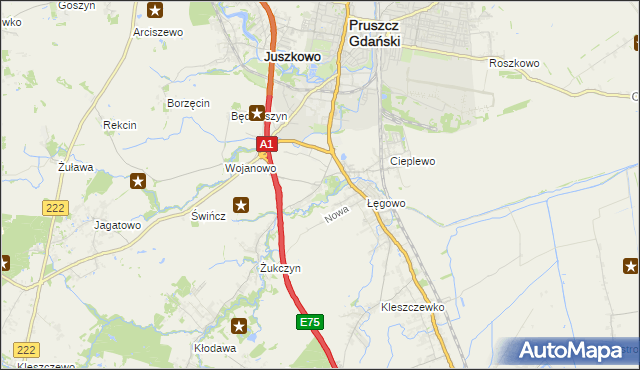 mapa Rusocin gmina Pruszcz Gdański, Rusocin gmina Pruszcz Gdański na mapie Targeo