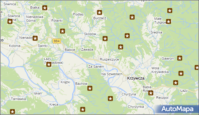 mapa Ruszelczyce, Ruszelczyce na mapie Targeo