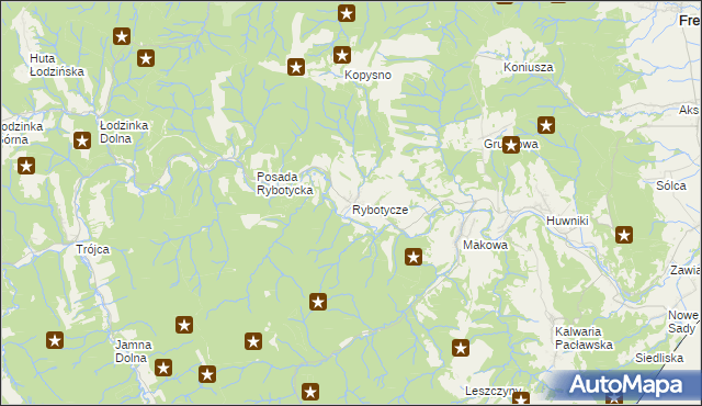 mapa Rybotycze, Rybotycze na mapie Targeo