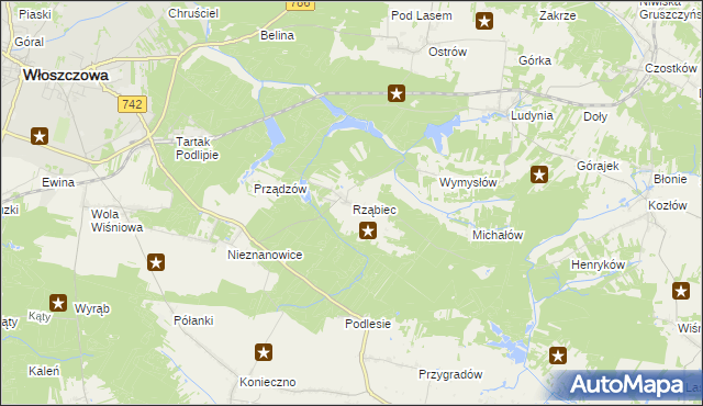 mapa Rząbiec, Rząbiec na mapie Targeo