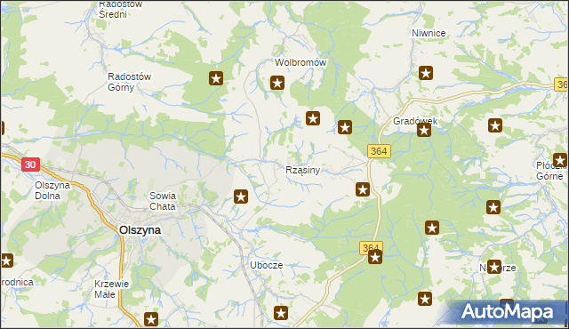 mapa Rząsiny, Rząsiny na mapie Targeo