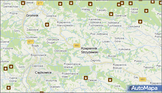 mapa Rzepiennik Strzyżewski, Rzepiennik Strzyżewski na mapie Targeo