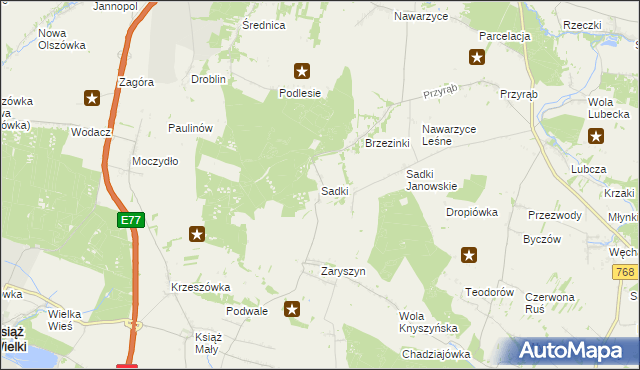 mapa Sadki gmina Wodzisław, Sadki gmina Wodzisław na mapie Targeo