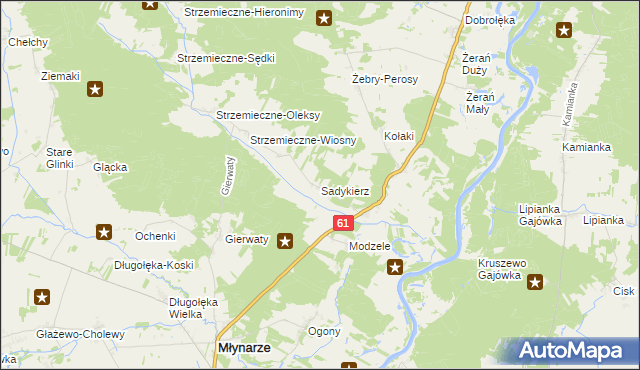 mapa Sadykierz gmina Młynarze, Sadykierz gmina Młynarze na mapie Targeo