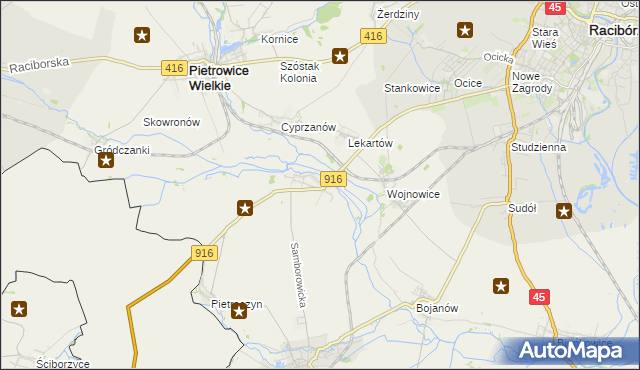 mapa Samborowice gmina Pietrowice Wielkie, Samborowice gmina Pietrowice Wielkie na mapie Targeo