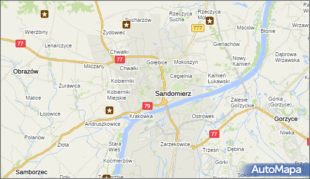 mapa Sandomierza, Sandomierz na mapie Targeo