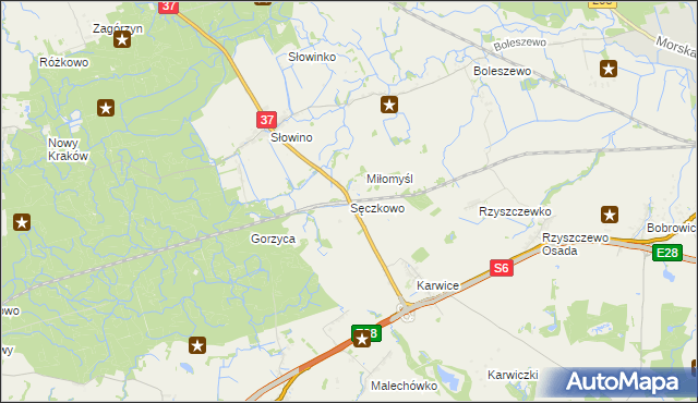 mapa Sęczkowo gmina Malechowo, Sęczkowo gmina Malechowo na mapie Targeo