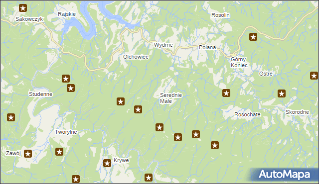 mapa Serednie Małe, Serednie Małe na mapie Targeo