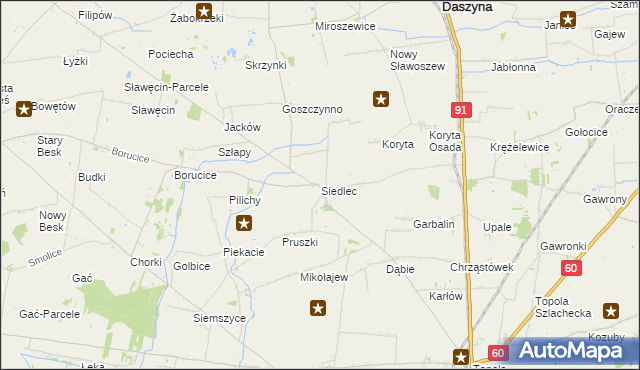 mapa Siedlec gmina Łęczyca, Siedlec gmina Łęczyca na mapie Targeo
