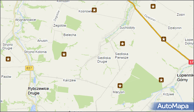 mapa Siedliska Drugie, Siedliska Drugie na mapie Targeo