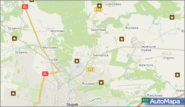 mapa Siemianice gmina Słupsk, Siemianice gmina Słupsk na mapie Targeo