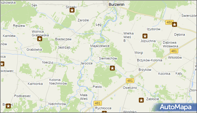 mapa Siemiechów gmina Widawa, Siemiechów gmina Widawa na mapie Targeo