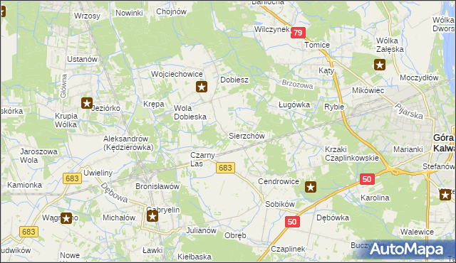 mapa Sierzchów gmina Góra Kalwaria, Sierzchów gmina Góra Kalwaria na mapie Targeo