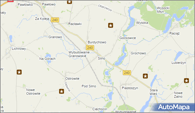 mapa Silno gmina Chojnice, Silno gmina Chojnice na mapie Targeo