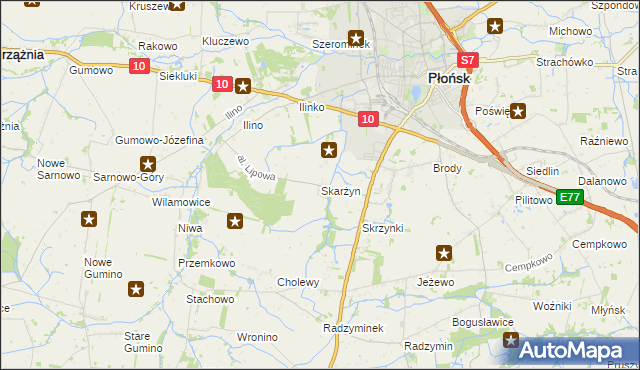 mapa Skarżyn gmina Płońsk, Skarżyn gmina Płońsk na mapie Targeo
