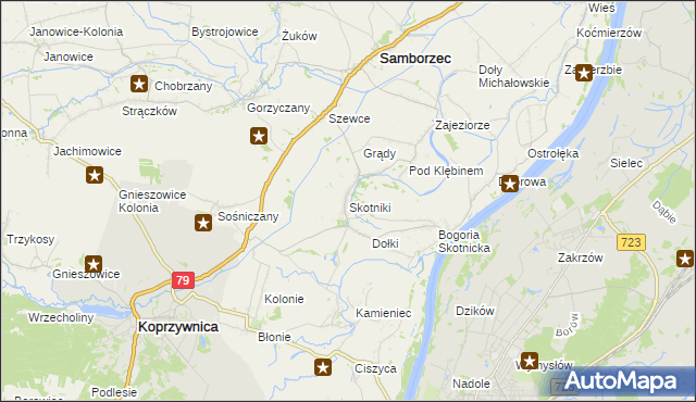 mapa Skotniki gmina Samborzec, Skotniki gmina Samborzec na mapie Targeo