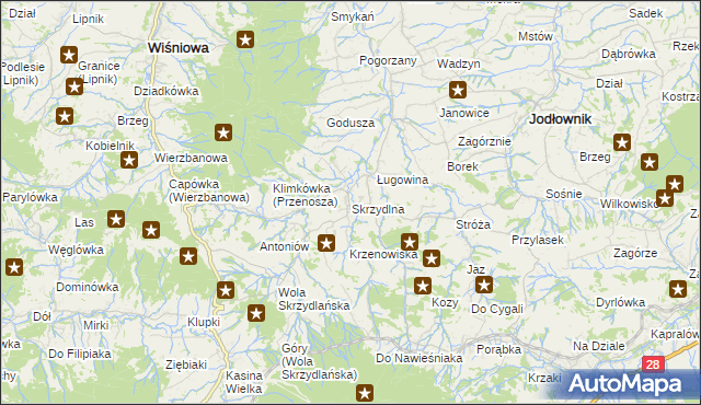 mapa Skrzydlna, Skrzydlna na mapie Targeo