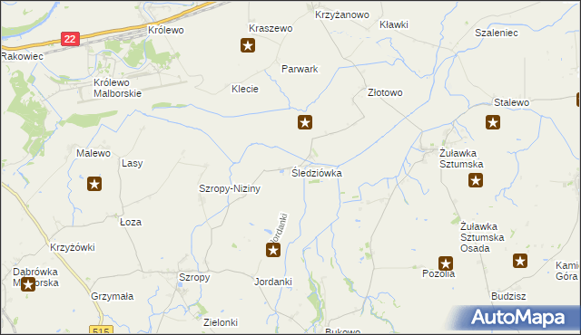 mapa Śledziówka gmina Stary Targ, Śledziówka gmina Stary Targ na mapie Targeo