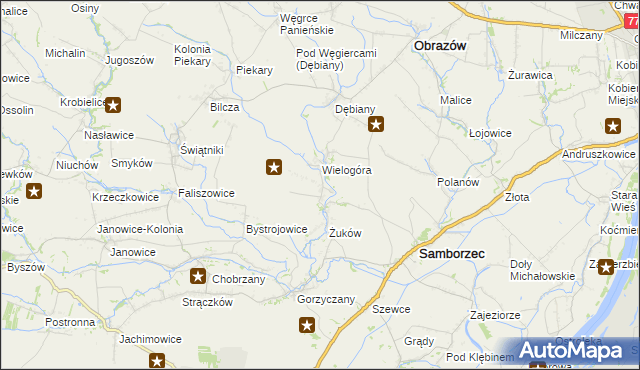 mapa Śmiechowice gmina Samborzec, Śmiechowice gmina Samborzec na mapie Targeo