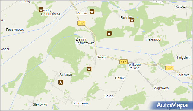 mapa Śniaty gmina Wielichowo, Śniaty gmina Wielichowo na mapie Targeo