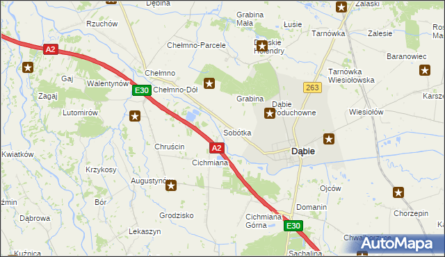 mapa Sobótka gmina Dąbie, Sobótka gmina Dąbie na mapie Targeo