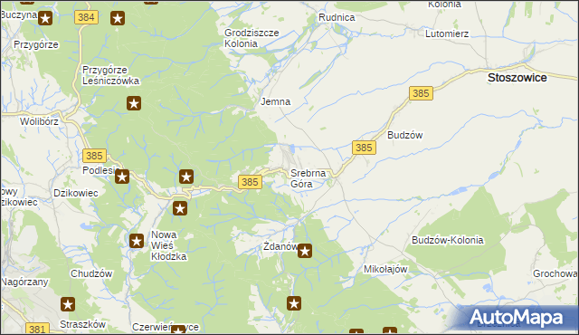 mapa Srebrna Góra gmina Stoszowice, Srebrna Góra gmina Stoszowice na mapie Targeo
