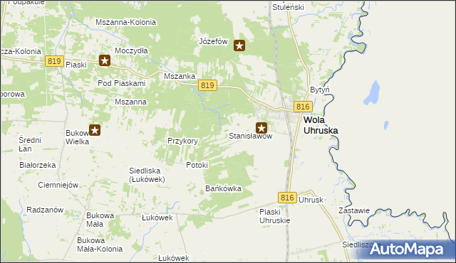 mapa Stanisławów gmina Wola Uhruska, Stanisławów gmina Wola Uhruska na mapie Targeo