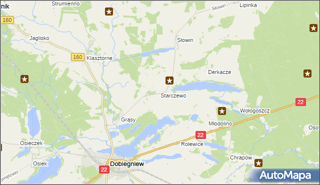 mapa Starczewo gmina Dobiegniew, Starczewo gmina Dobiegniew na mapie Targeo