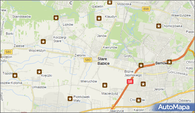 mapa Stare Babice, Stare Babice na mapie Targeo