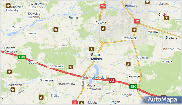 mapa Stare Miasto powiat koniński, Stare Miasto powiat koniński na mapie Targeo