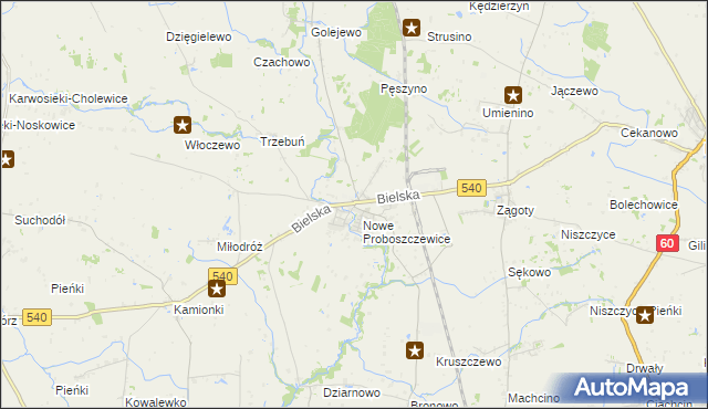 mapa Stare Proboszczewice, Stare Proboszczewice na mapie Targeo