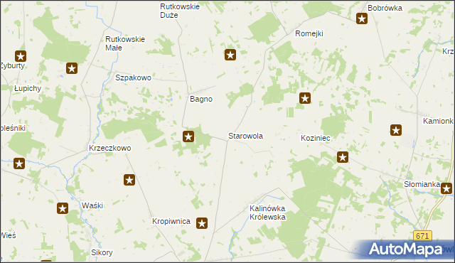 mapa Starowola gmina Jaświły, Starowola gmina Jaświły na mapie Targeo