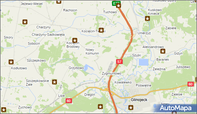 mapa Stary Komunin, Stary Komunin na mapie Targeo