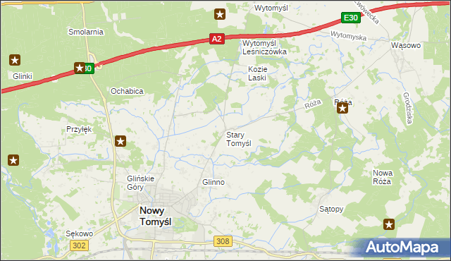 mapa Stary Tomyśl, Stary Tomyśl na mapie Targeo