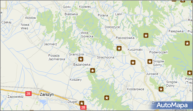 mapa Strachocina, Strachocina na mapie Targeo