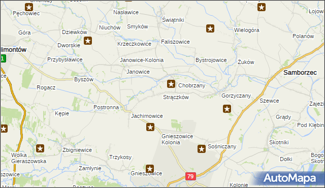 mapa Strączków, Strączków na mapie Targeo